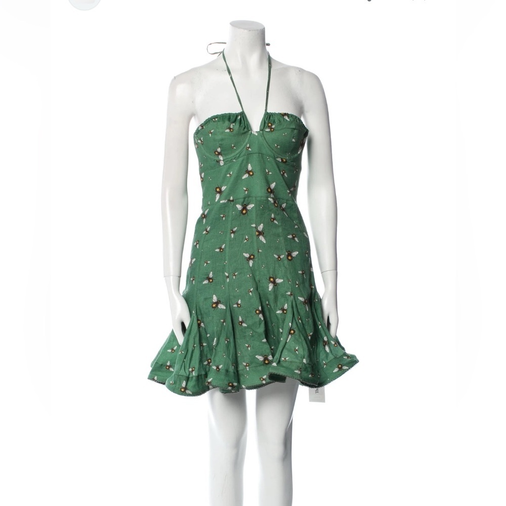 Agua by Agua Bendita Anturio Astro Esmeralda Linen Bee Dress – Size Small - Picture 3 of 5